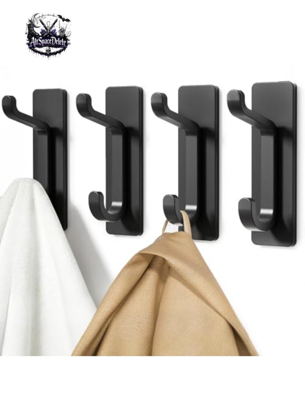 Strong Stick-On Hooks for Coat & Towel Aluminum Double Hook Adhesive